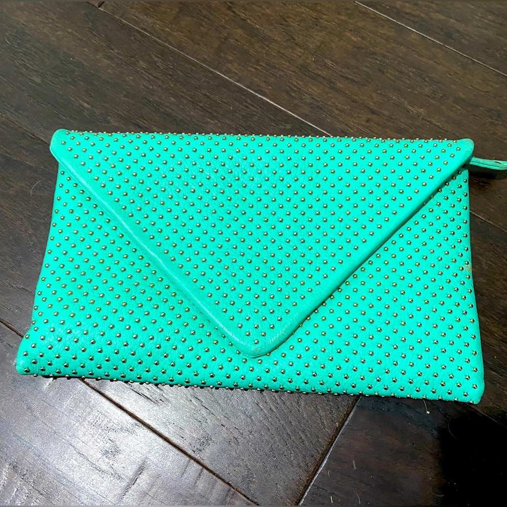 Turquoise Studded Clutch